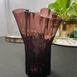 Handkerchief Vase Handblown Glass Amethyst Purple